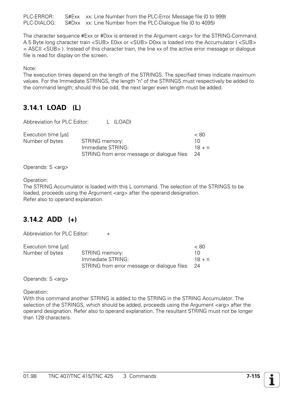 1 load (l), 2 add (+) | HEIDENHAIN TNC 407 (243 020) Technical Manual User Manual | Page 576 / 752