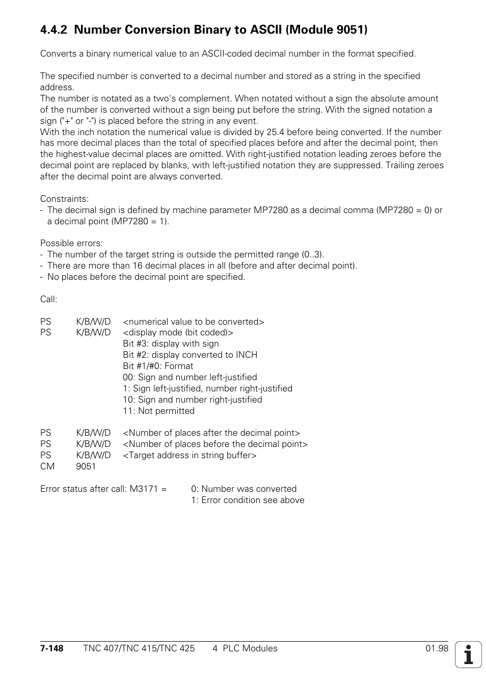HEIDENHAIN TNC 407 (243 020) Technical Manual User Manual | Page 609 / 752