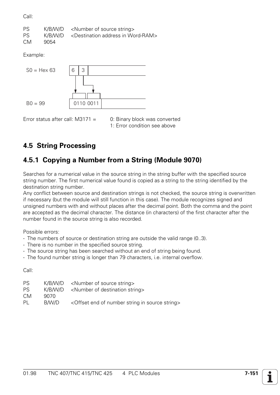5 string processing 7-151 | HEIDENHAIN TNC 407 (243 020) Technical Manual User Manual | Page 612 / 752