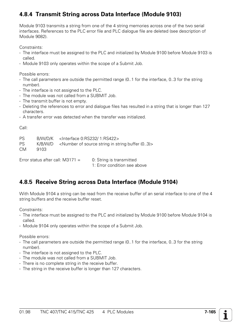 HEIDENHAIN TNC 407 (243 020) Technical Manual User Manual | Page 626 / 752