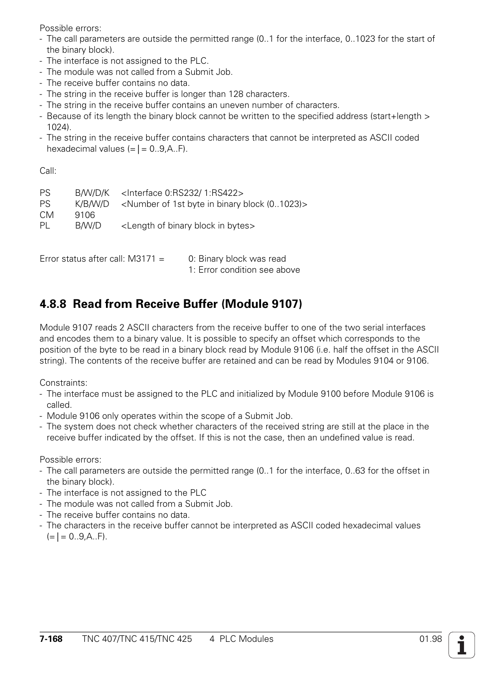 8 read from receive buffer (module 9107) | HEIDENHAIN TNC 407 (243 020) Technical Manual User Manual | Page 629 / 752