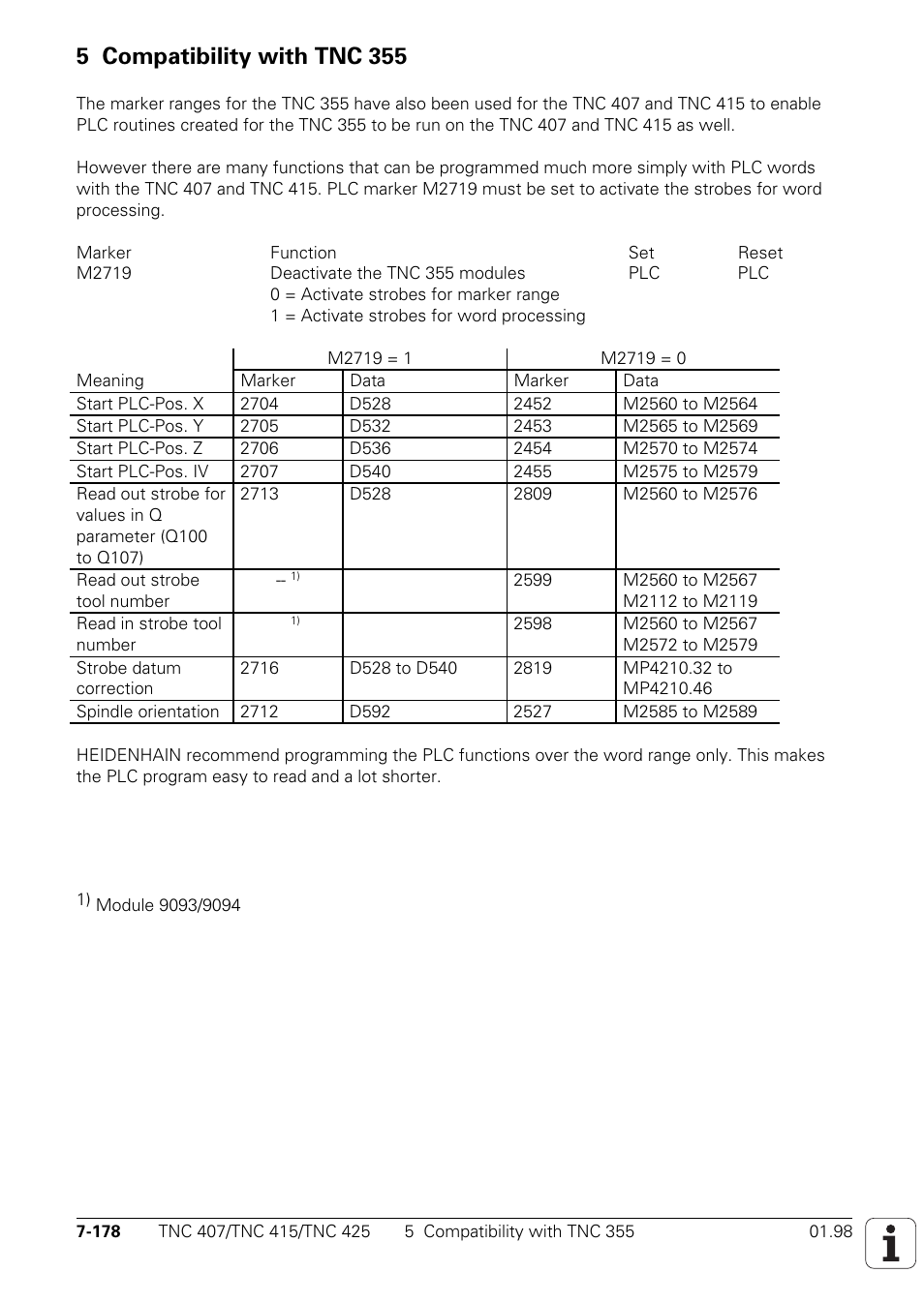 M2719, Deactivate the tnc 355 mode, 5 compatibility with tnc 355 | HEIDENHAIN TNC 407 (243 020) Technical Manual User Manual | Page 639 / 752