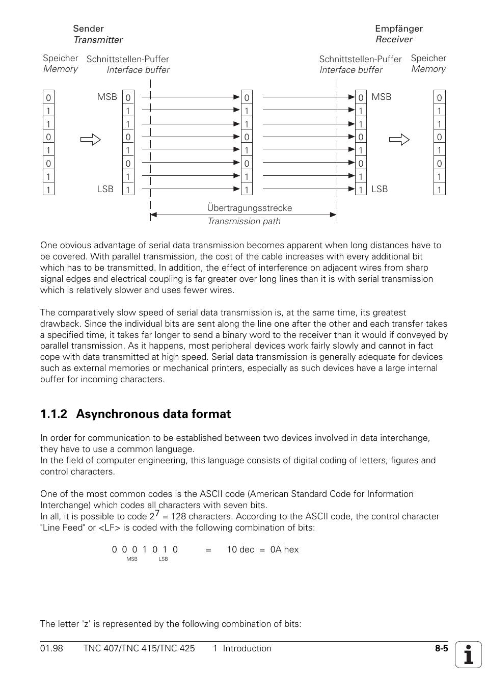 2 asynchronous data format | HEIDENHAIN TNC 407 (243 020) Technical Manual User Manual | Page 652 / 752