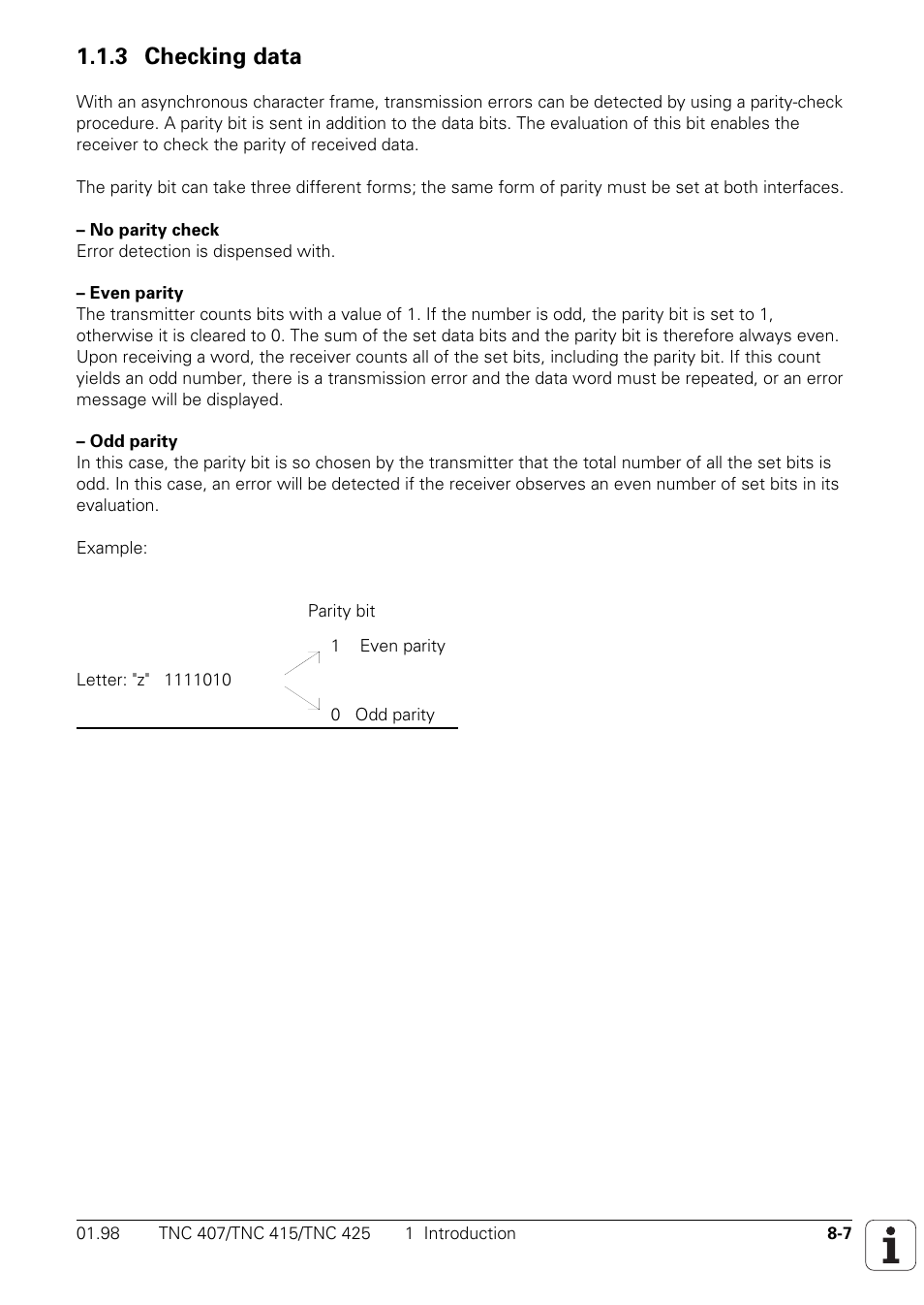 3 checking data | HEIDENHAIN TNC 407 (243 020) Technical Manual User Manual | Page 654 / 752