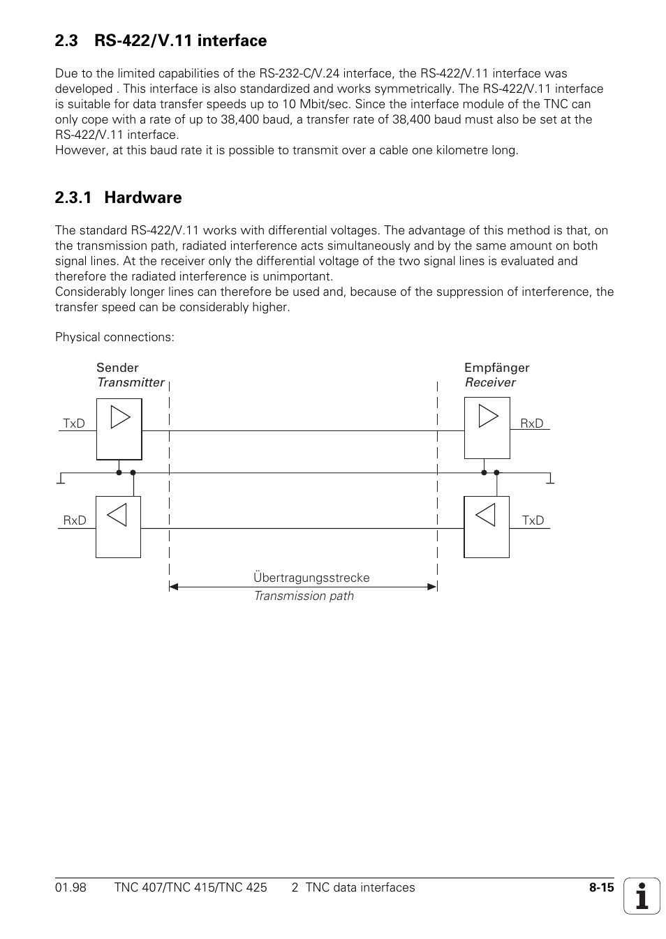 3 rs-422/v.11 interface, 1 hardware | HEIDENHAIN TNC 407 (243 020) Technical Manual User Manual | Page 662 / 752