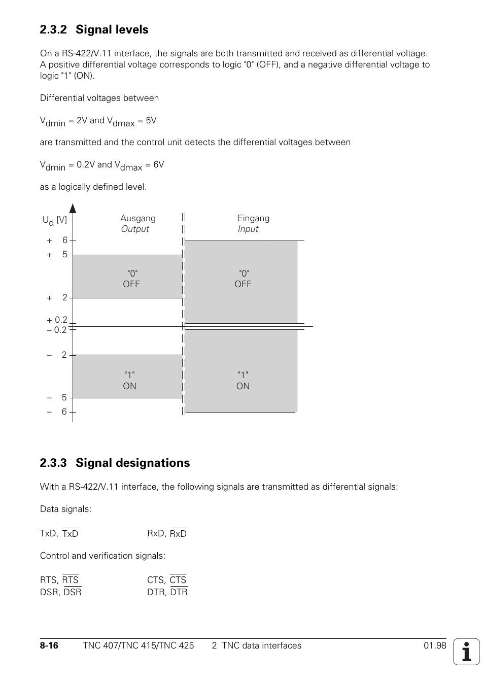 2 signal levels, 3 signal designations | HEIDENHAIN TNC 407 (243 020) Technical Manual User Manual | Page 663 / 752