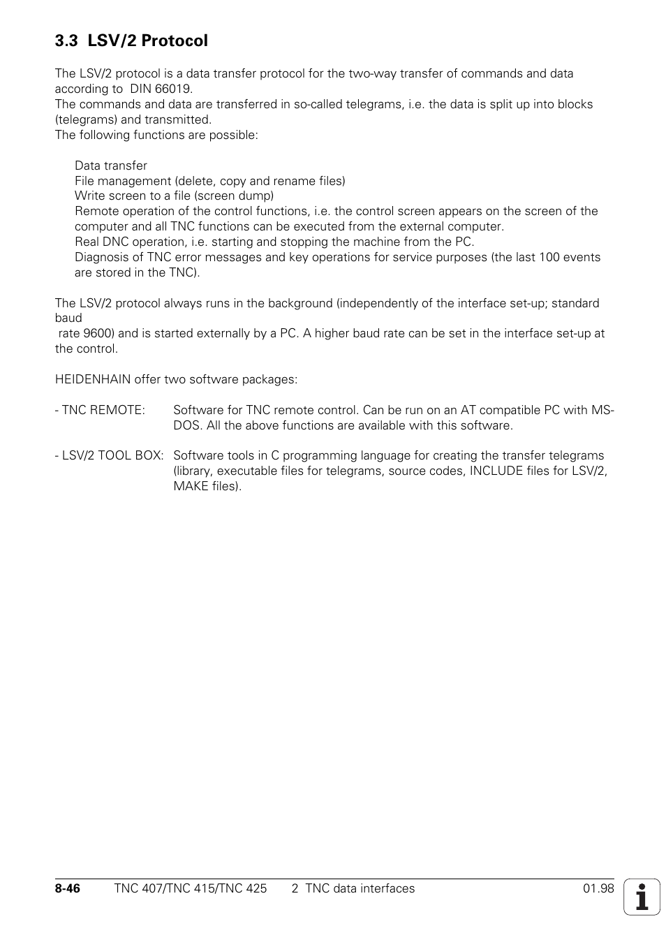 3 lsv/2 protocol | HEIDENHAIN TNC 407 (243 020) Technical Manual User Manual | Page 693 / 752