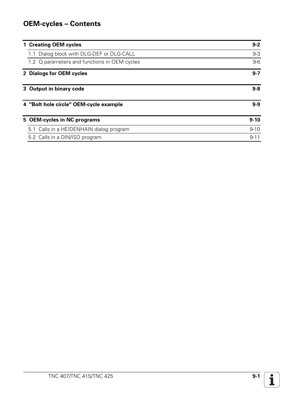 Original equipment manufacturer’s (oem) cycles, Oem-cycles – contents | HEIDENHAIN TNC 407 (243 020) Technical Manual User Manual | Page 698 / 752