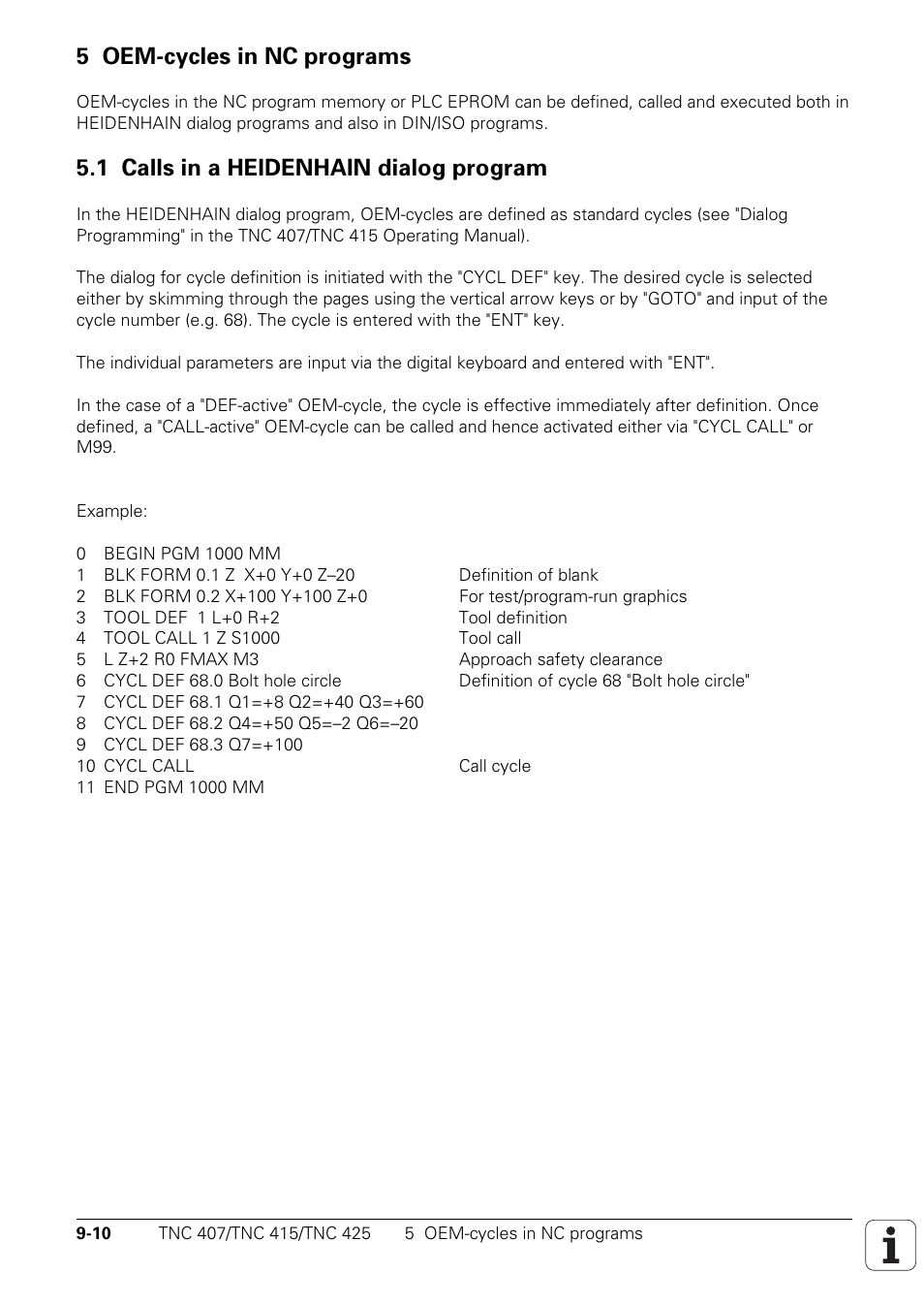 5 oem-cycles in nc programs, 1 calls in a heidenhain dialog program | HEIDENHAIN TNC 407 (243 020) Technical Manual User Manual | Page 707 / 752