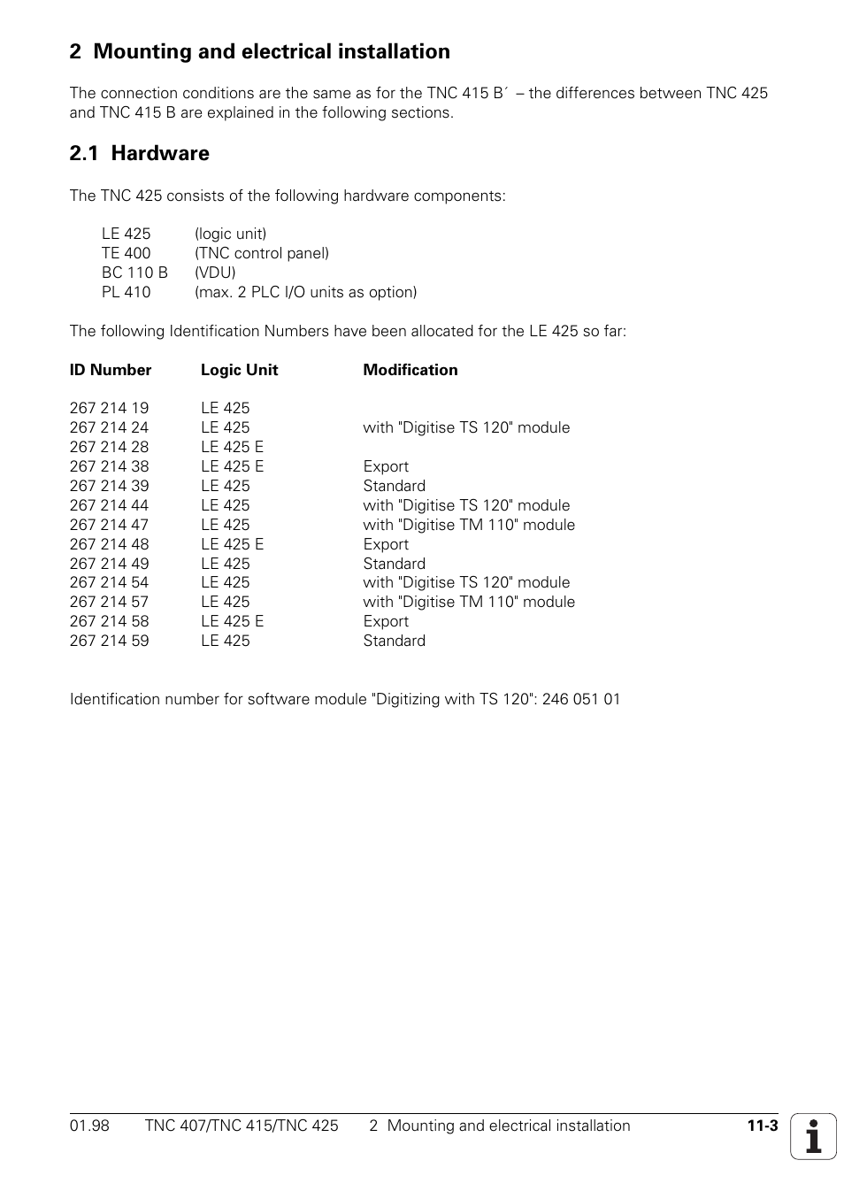 Mounting and electrical installation, Hardware, 2 mounting and electrical installation | 1 hardware | HEIDENHAIN TNC 407 (243 020) Technical Manual User Manual | Page 717 / 752