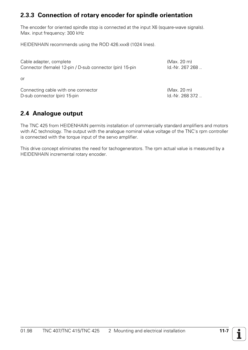 Analogue output, 4 analogue output | HEIDENHAIN TNC 407 (243 020) Technical Manual User Manual | Page 721 / 752
