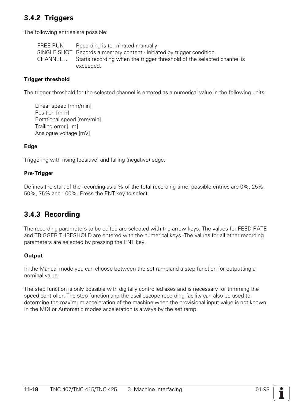 2 triggers, 3 recording | HEIDENHAIN TNC 407 (243 020) Technical Manual User Manual | Page 732 / 752