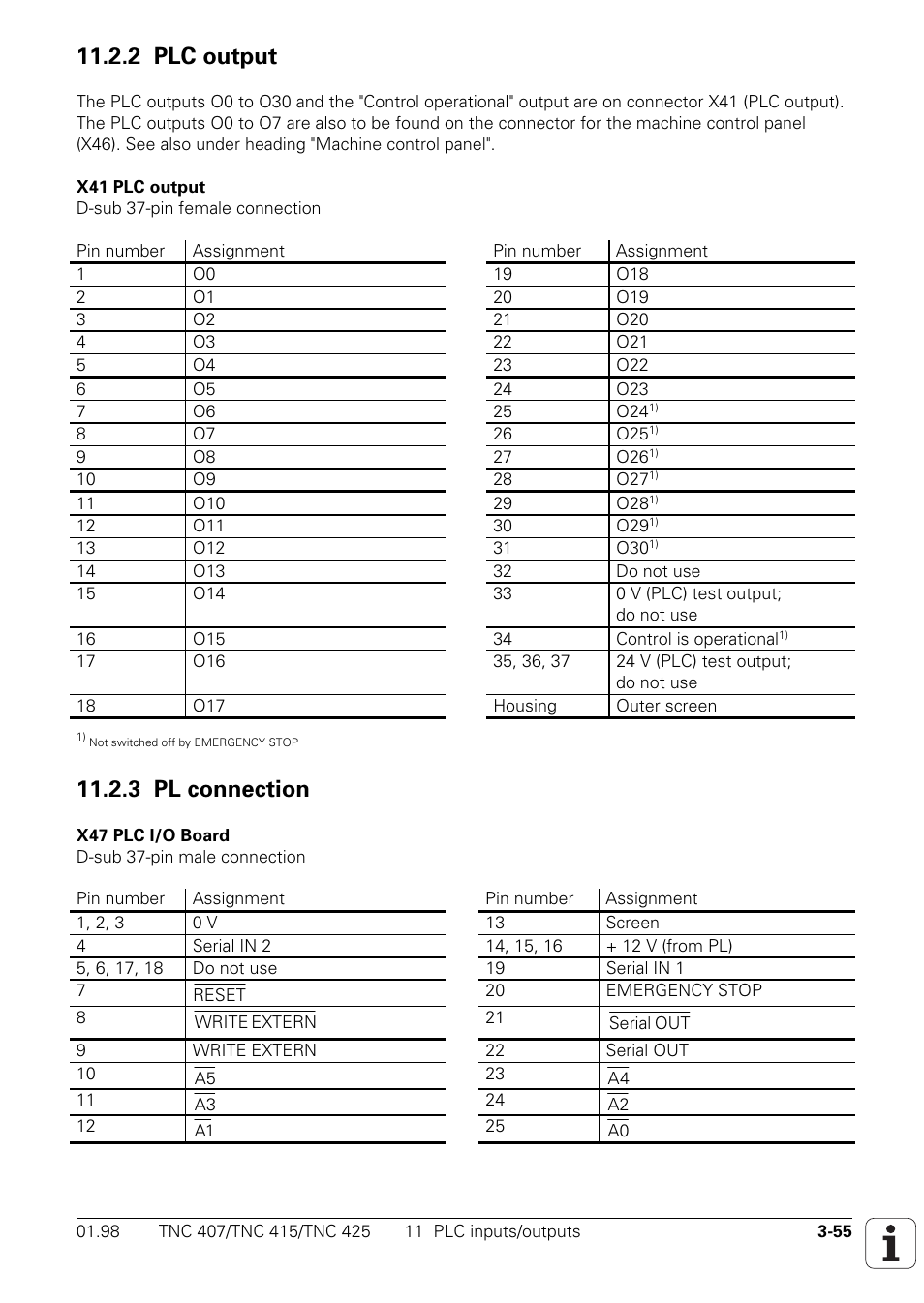 2 plc outputs, 3 pl connection, X41 = plc output | X47 = plc i/o board (pl), 2 plc output | HEIDENHAIN TNC 407 (243 020) Technical Manual User Manual | Page 85 / 752