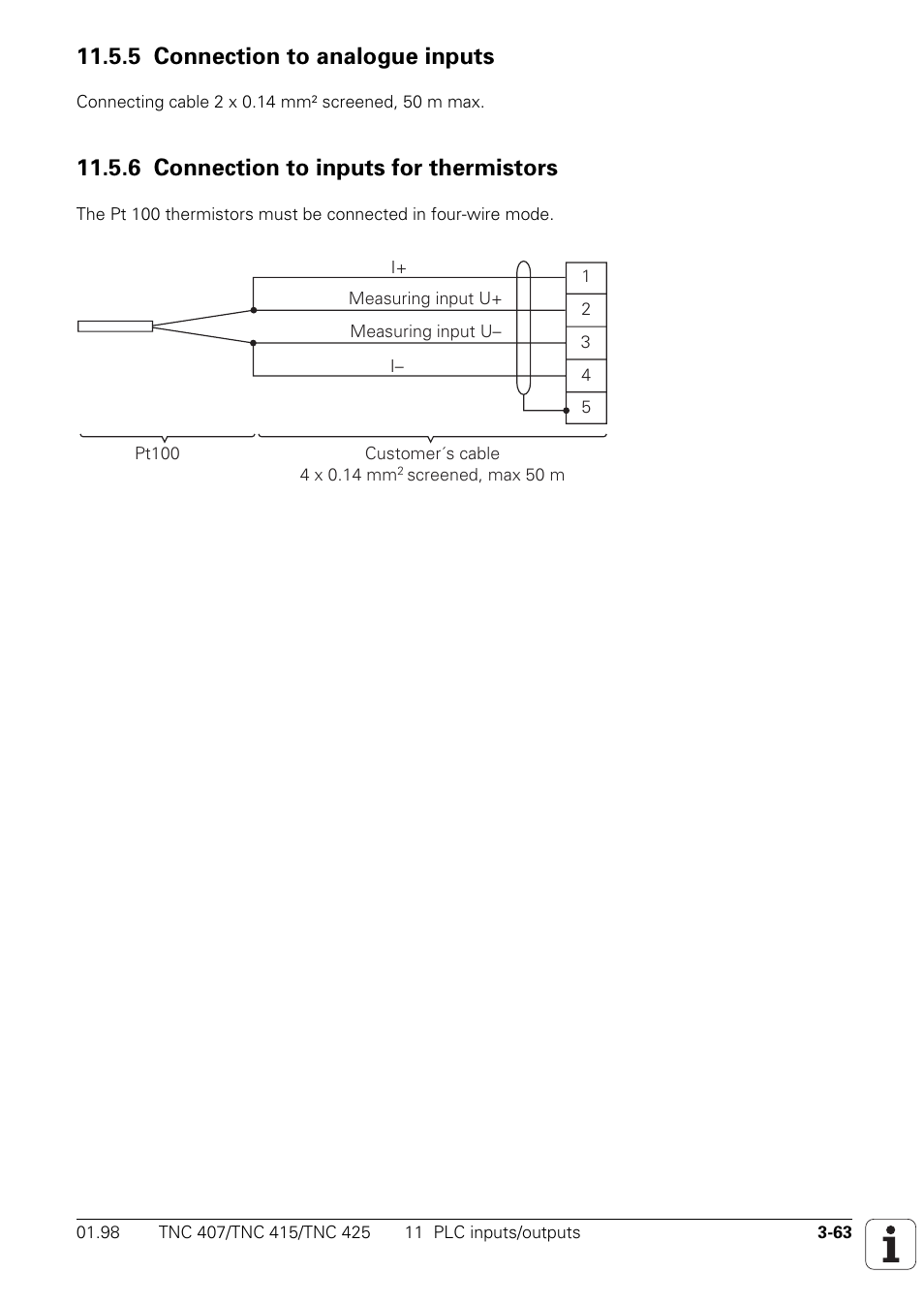 5 connection to analog inputs, 6 connection to inputs for thermistors, 5 connection to analogue inputs | HEIDENHAIN TNC 407 (243 020) Technical Manual User Manual | Page 93 / 752