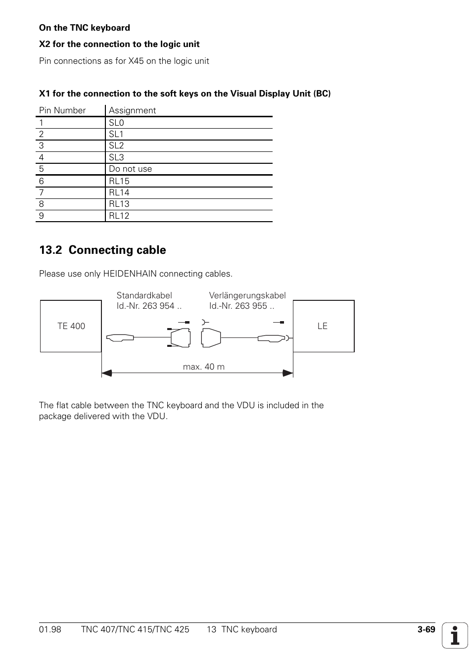 2 connecting cable | HEIDENHAIN TNC 407 (243 020) Technical Manual User Manual | Page 98 / 752