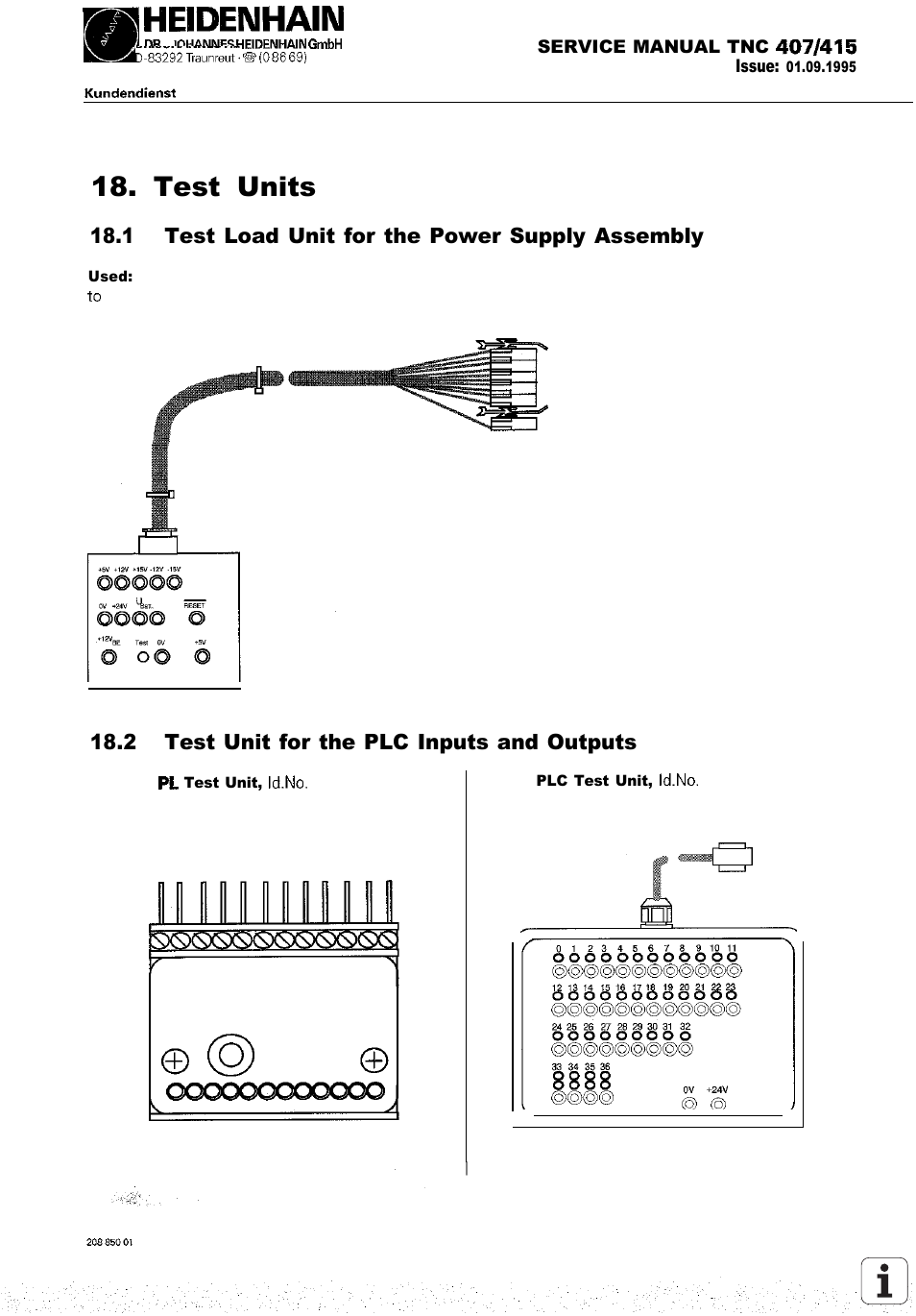 Test units, Test load unit for the power supply assembly, 2 test units for plc inputs and outputs | 1 test load unit for the power supply assembly, 2 test unit for the plc inputs and outputs | HEIDENHAIN TNC 407 (243 020) Service Manual User Manual | Page 104 / 195