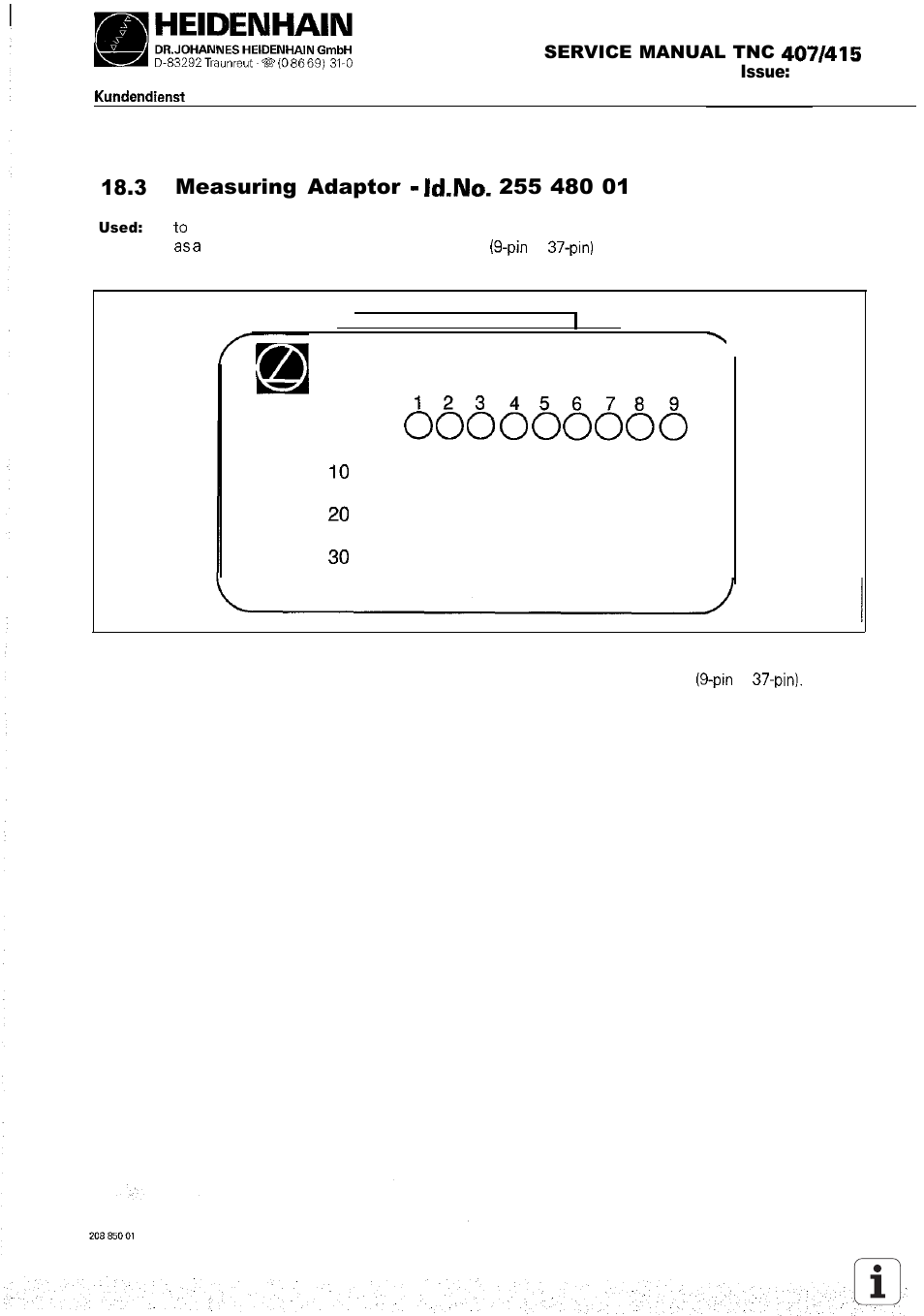 3 measuring adaptor, M l m | HEIDENHAIN TNC 407 (243 020) Service Manual User Manual | Page 105 / 195