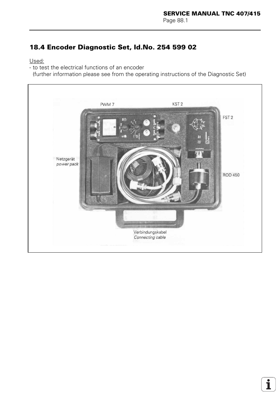 Encoder diagnostic set | HEIDENHAIN TNC 407 (243 020) Service Manual User Manual | Page 107 / 195