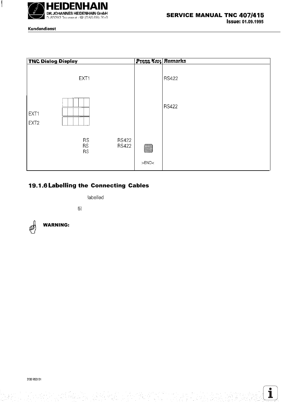 Service manual tnc issue, The connecting cables | HEIDENHAIN TNC 407 (243 020) Service Manual User Manual | Page 112 / 195