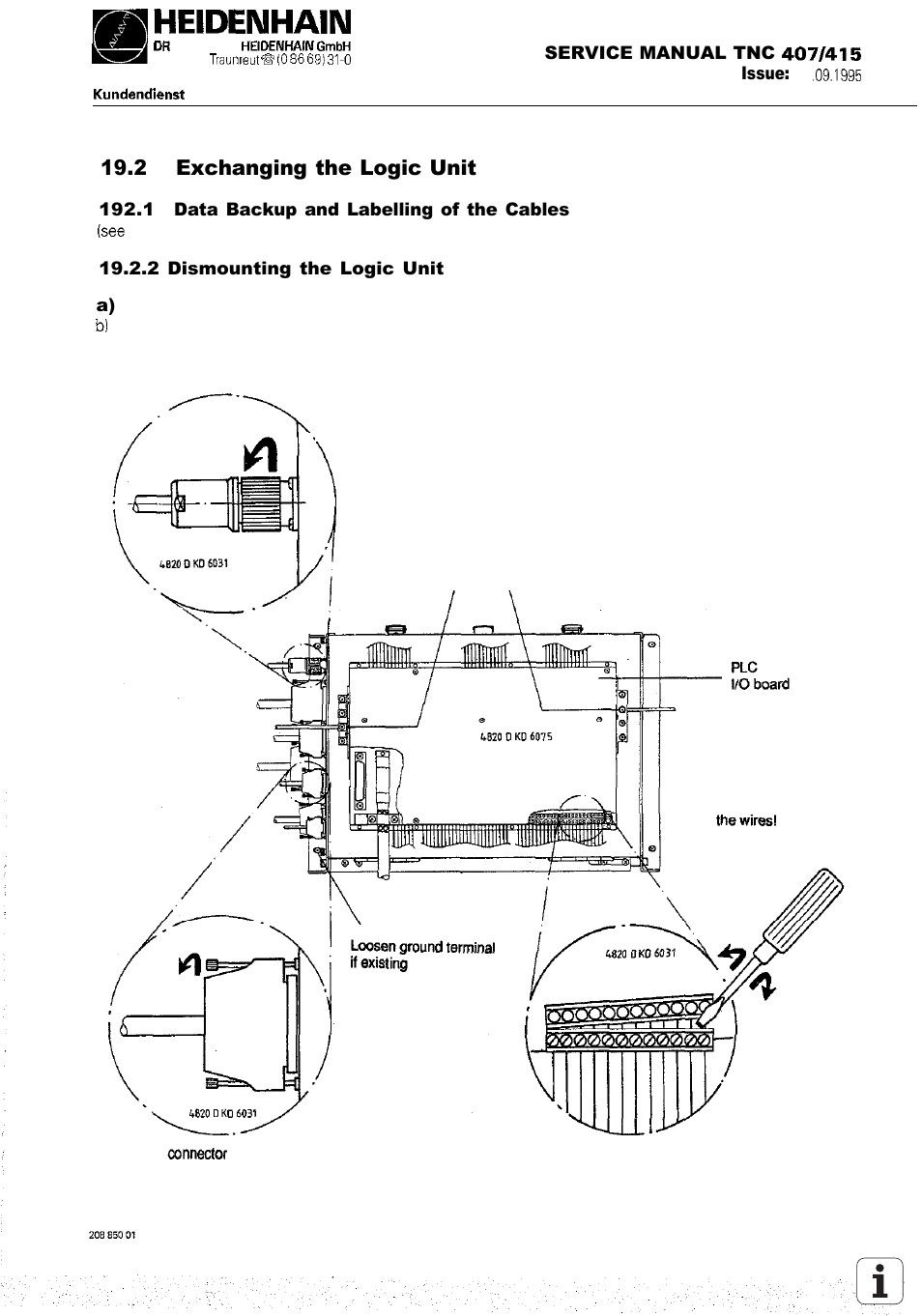 2 exchanging the logic unit | HEIDENHAIN TNC 407 (243 020) Service Manual User Manual | Page 113 / 195