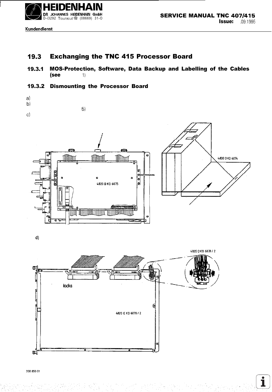 3 exchanging the tnc 415 processor board, Exchanging the tnc 415 processor board | HEIDENHAIN TNC 407 (243 020) Service Manual User Manual | Page 115 / 195