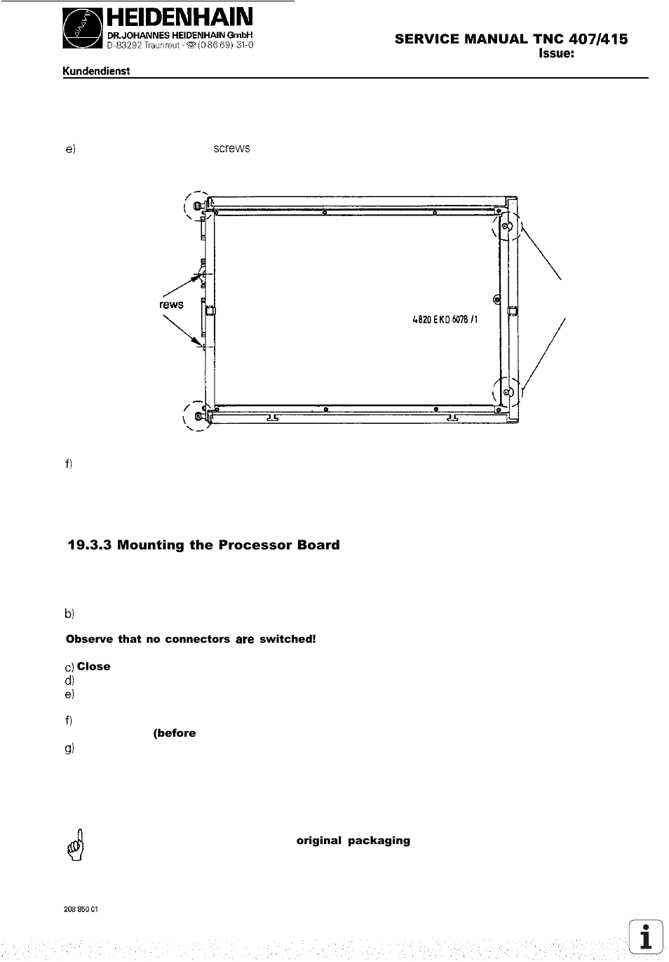 HEIDENHAIN TNC 407 (243 020) Service Manual User Manual | Page 116 / 195