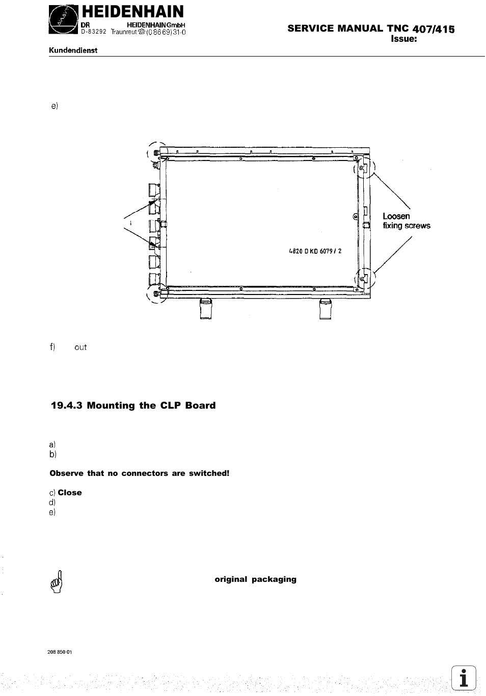 Heidenhain | HEIDENHAIN TNC 407 (243 020) Service Manual User Manual | Page 118 / 195