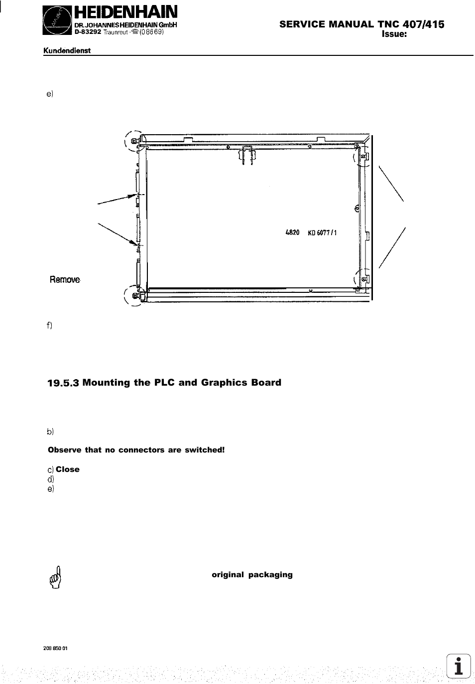 HEIDENHAIN TNC 407 (243 020) Service Manual User Manual | Page 120 / 195