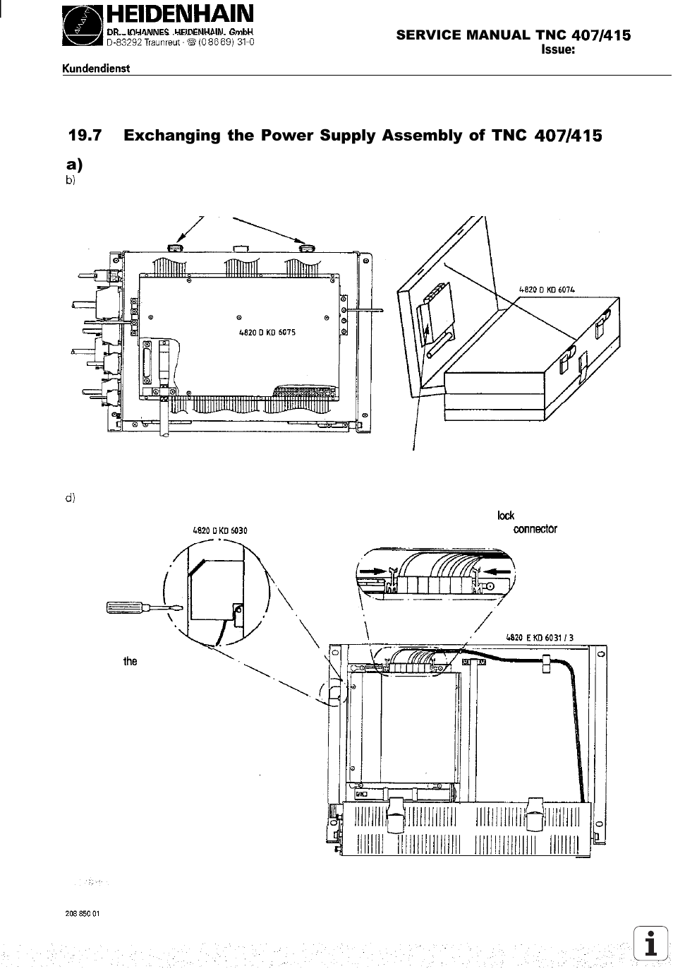 7 exchanging the power supply assembly of tnc | HEIDENHAIN TNC 407 (243 020) Service Manual User Manual | Page 123 / 195