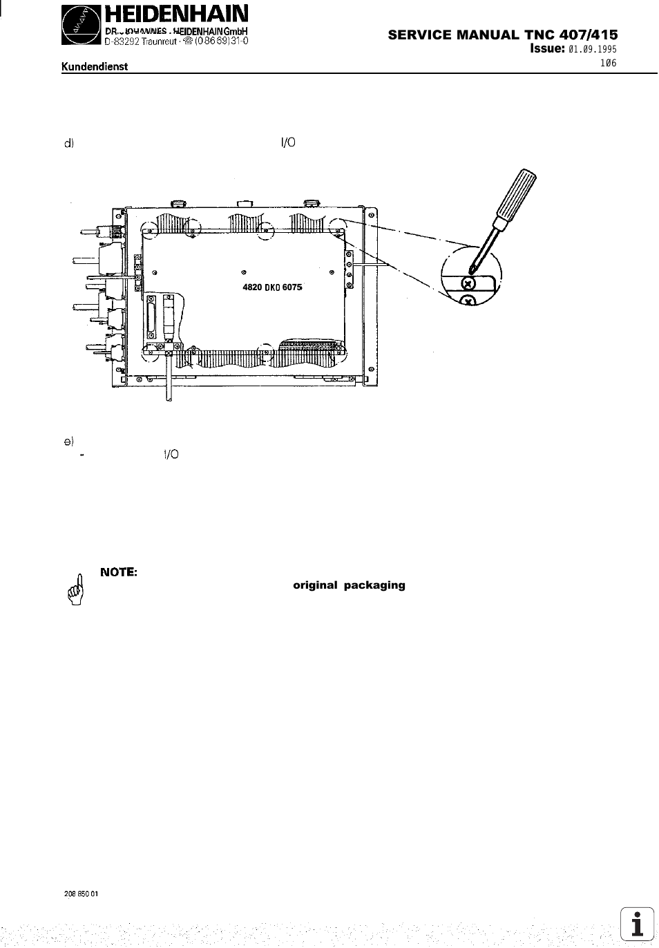 HEIDENHAIN TNC 407 (243 020) Service Manual User Manual | Page 126 / 195