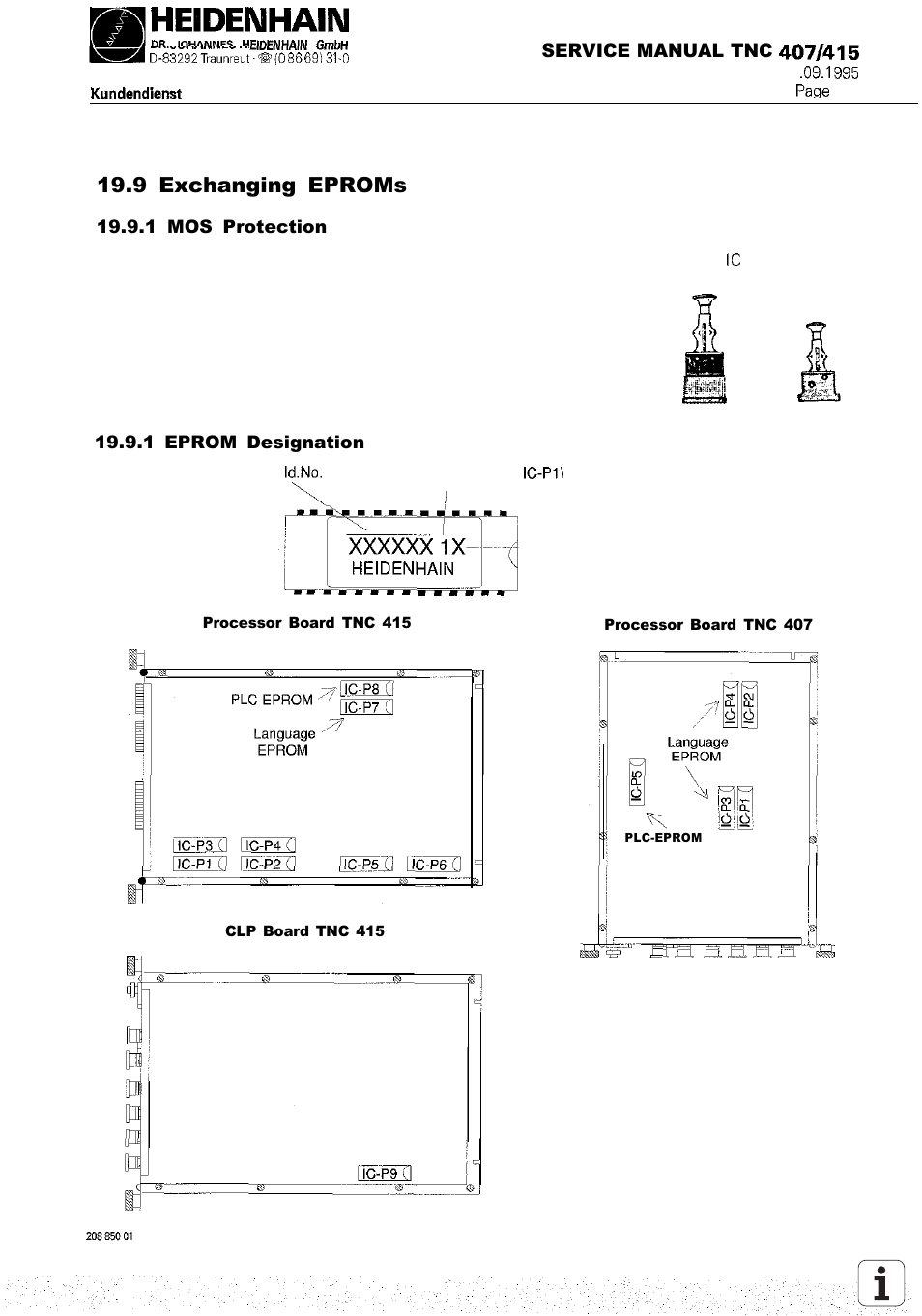 9 exchanging the eproms, Section 19.9), 9 exchanging eproms | HEIDENHAIN TNC 407 (243 020) Service Manual User Manual | Page 127 / 195