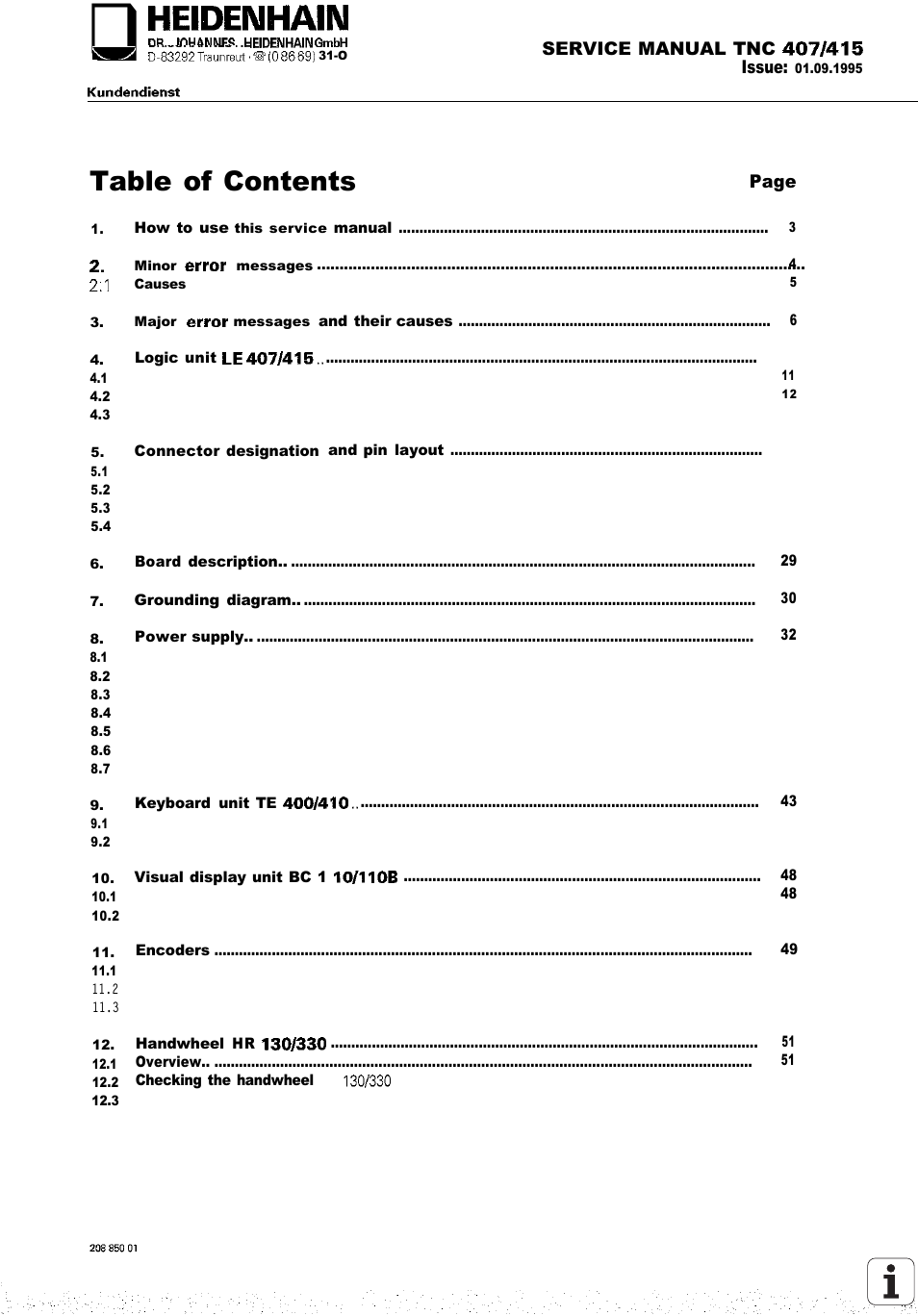 HEIDENHAIN TNC 407 (243 020) Service Manual User Manual | Page 4 / 195