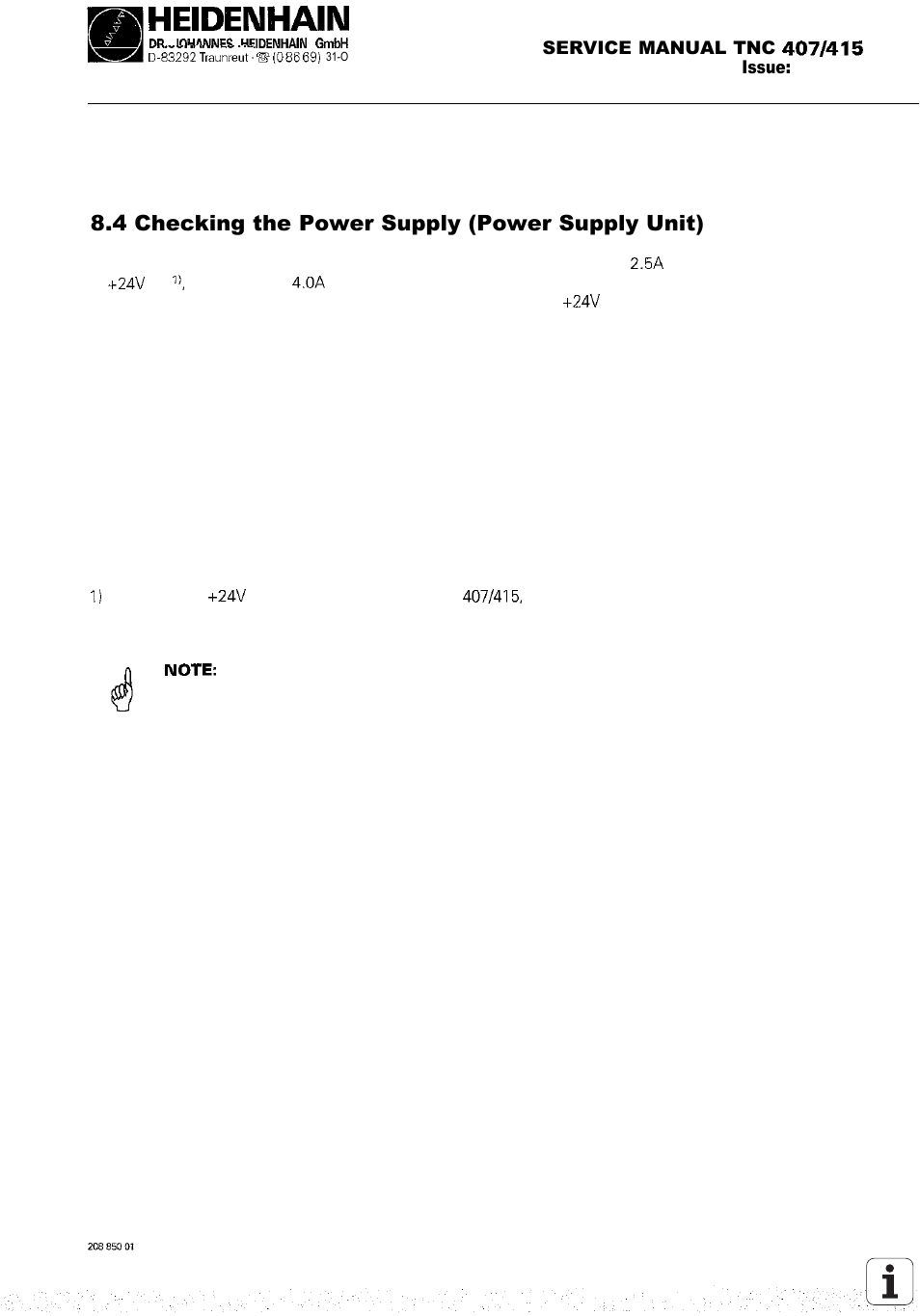 Checking the power supply, 4 checking the power supply (power supply unit) | HEIDENHAIN TNC 407 (243 020) Service Manual User Manual | Page 43 / 195