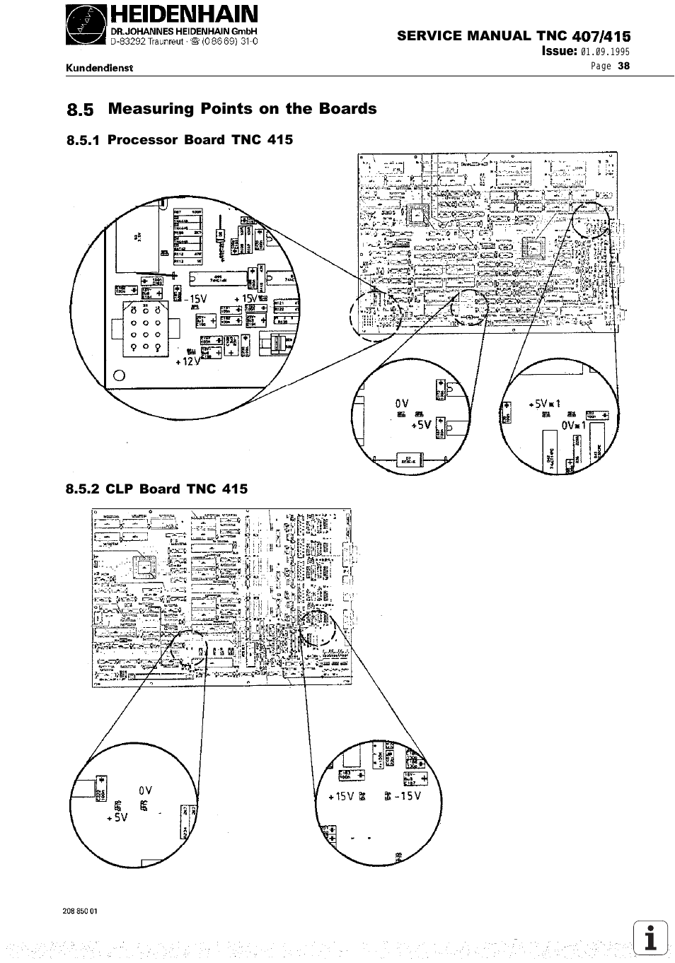 Measuring points on the boards | HEIDENHAIN TNC 407 (243 020) Service Manual User Manual | Page 45 / 195
