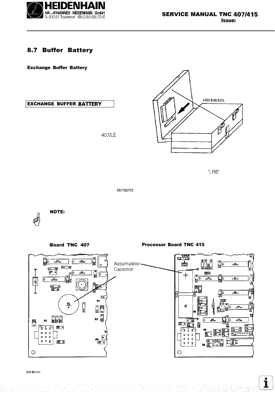 Buffer battery, 7 buffer battery | HEIDENHAIN TNC 407 (243 020) Service Manual User Manual | Page 49 / 195