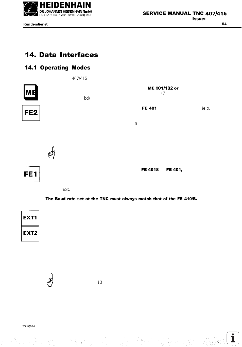 Data interfaces, 1 operating modes, Heidenhain | HEIDENHAIN TNC 407 (243 020) Service Manual User Manual | Page 65 / 195