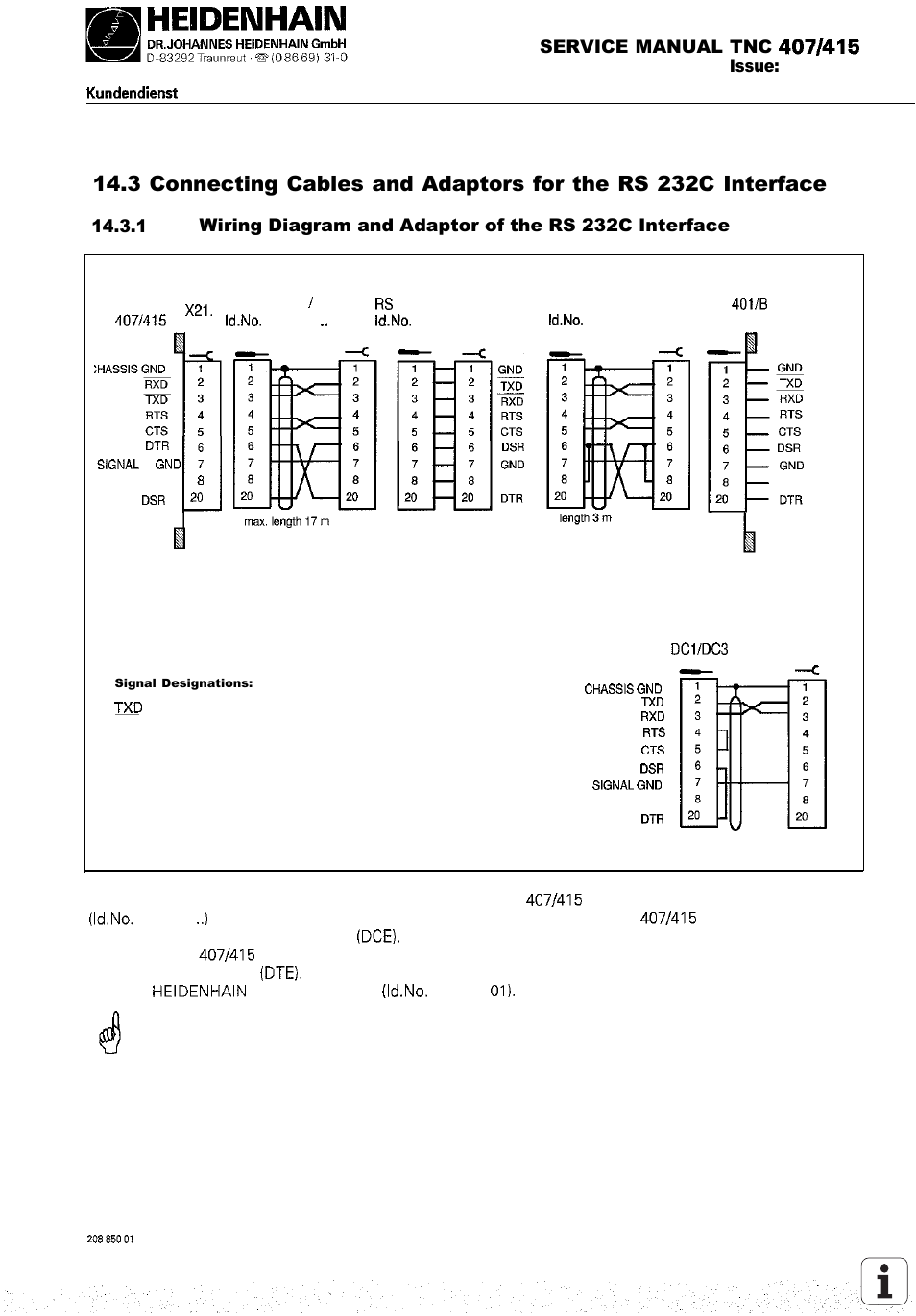 3 connecting cables and adaptors for the, Data interface | HEIDENHAIN TNC 407 (243 020) Service Manual User Manual | Page 67 / 195