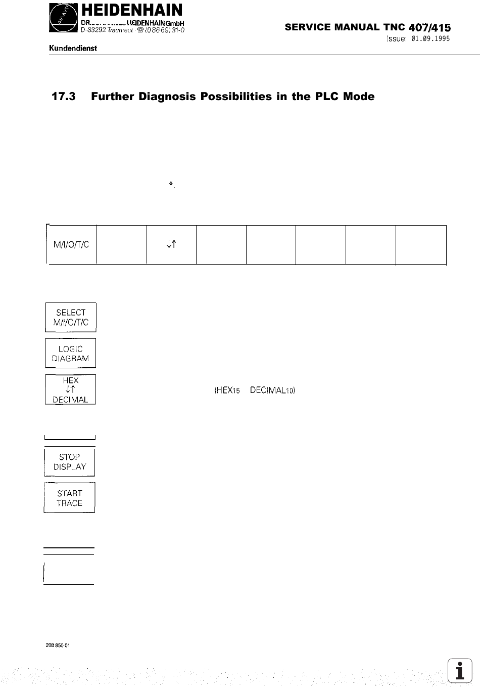 Further diagnosis possibilities in the plc mode, Heidenhain, 3 further diagnosis possibilities in the plc mode | HEIDENHAIN TNC 407 (243 020) Service Manual User Manual | Page 99 / 195