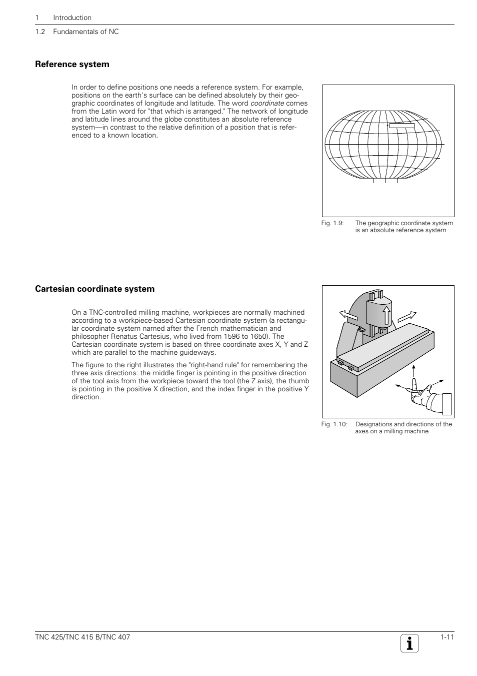 Reference system, Cartesian coordinate system | HEIDENHAIN TNC 407 (280 580) User Manual User Manual | Page 12 / 376