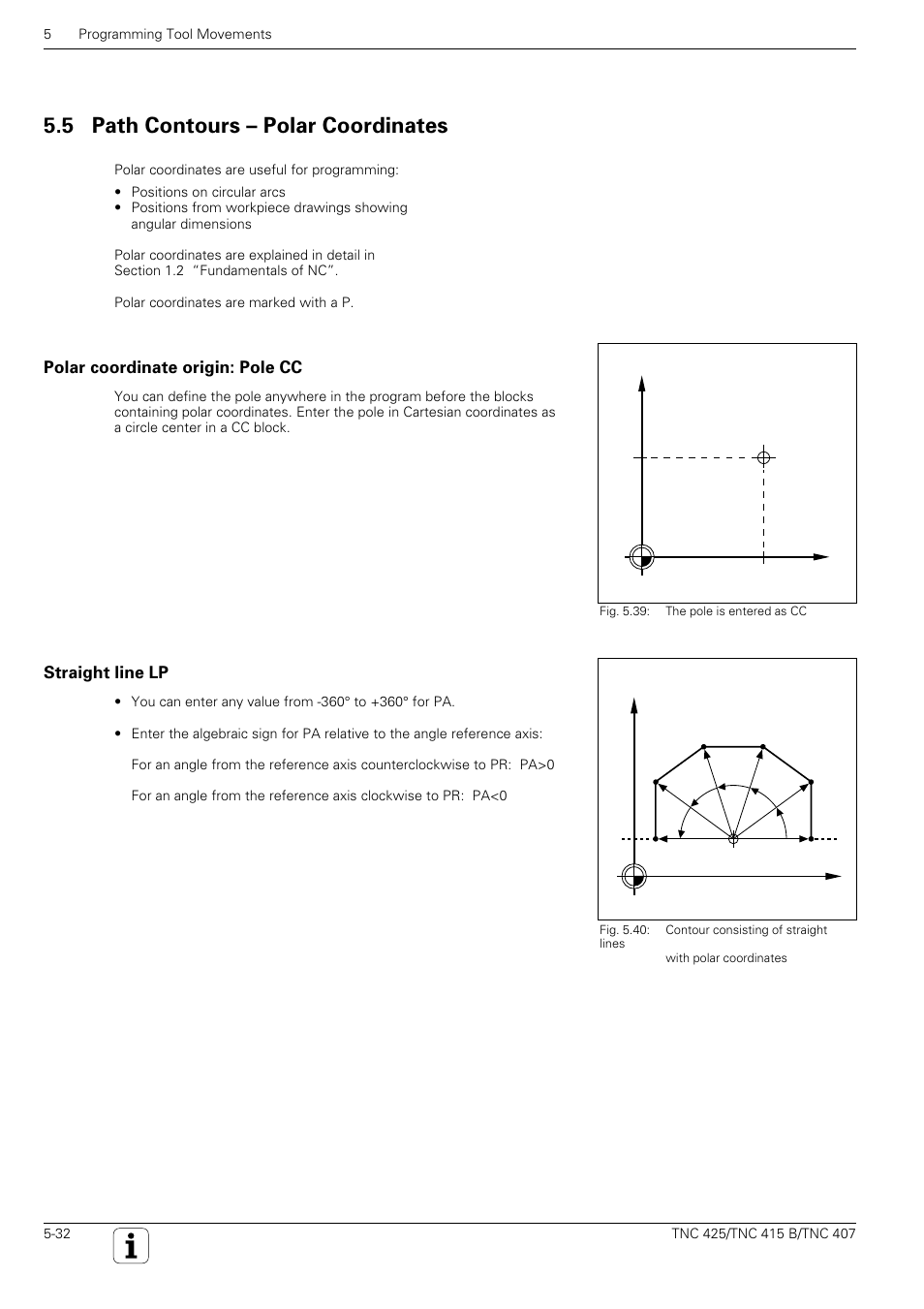 Polar coordinates, 5 path contours – polar coordinates | HEIDENHAIN TNC 407 (280 580) User Manual User Manual | Page 131 / 376
