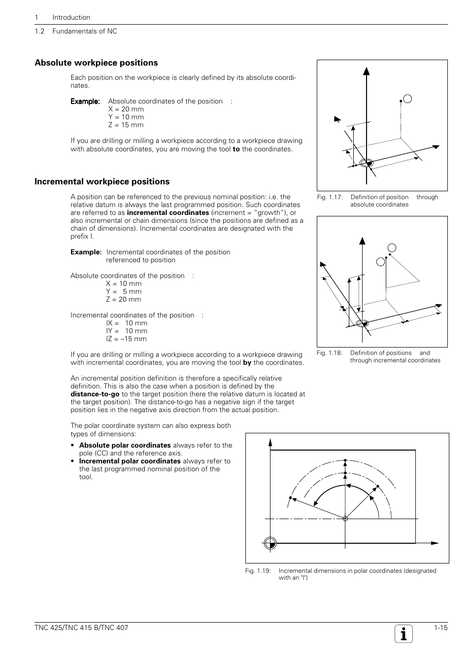 Incremental dimensions, Yx z, Absolute workpiece positions | Incremental workpiece positions | HEIDENHAIN TNC 407 (280 580) User Manual User Manual | Page 16 / 376