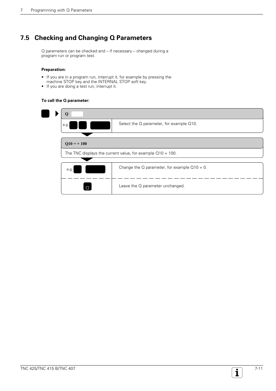5 checking and changing q parameters | HEIDENHAIN TNC 407 (280 580) User Manual User Manual | Page 196 / 376