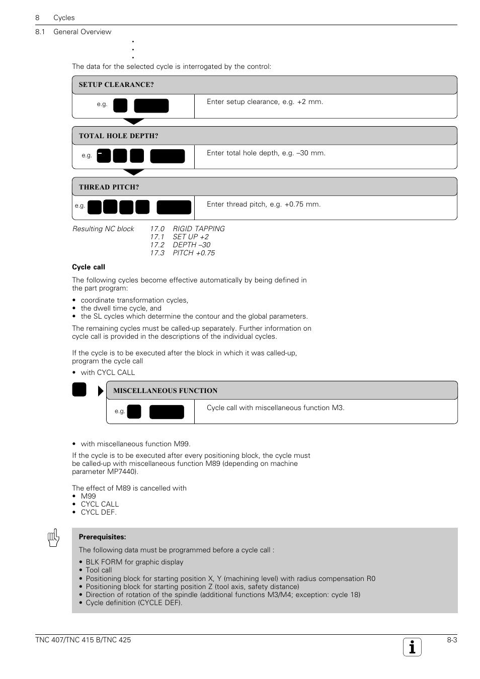 Cycl call | HEIDENHAIN TNC 407 (280 580) User Manual User Manual | Page 210 / 376