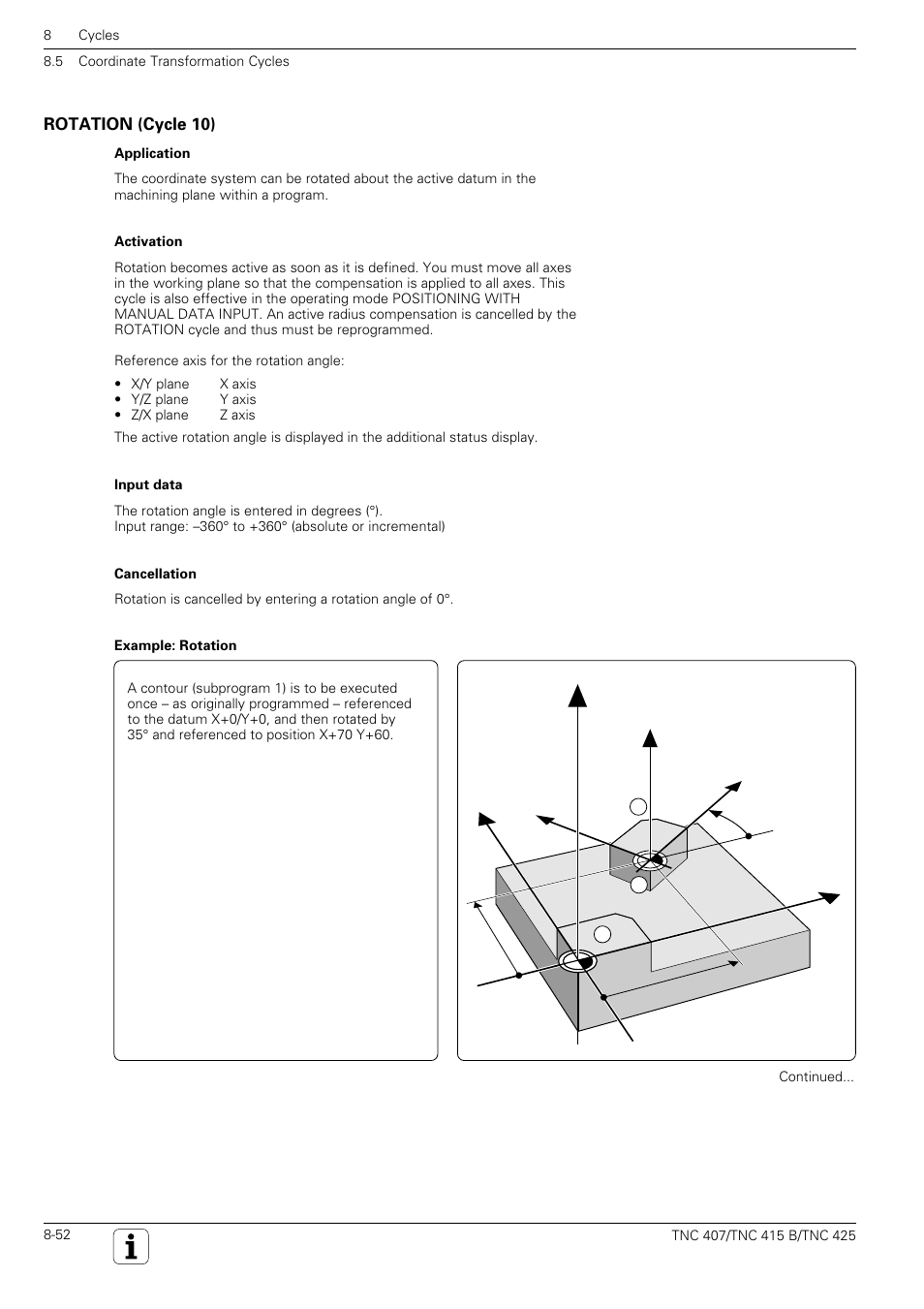 Rotation (cycle 10), Xy z, Yx z | HEIDENHAIN TNC 407 (280 580) User Manual User Manual | Page 259 / 376