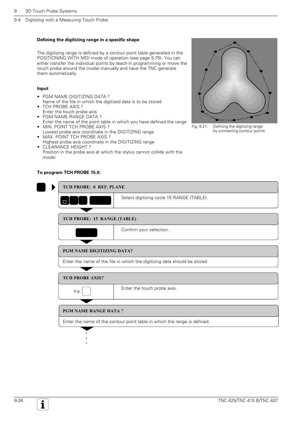 Tch probe 15.0 range (table) | HEIDENHAIN TNC 407 (280 580) User Manual User Manual | Page 293 / 376