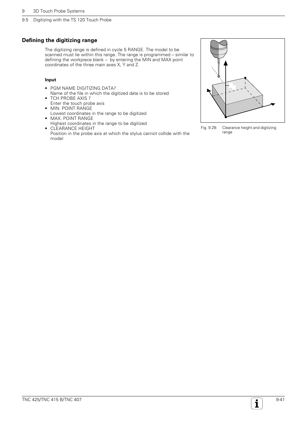 Tch probe 5.0 range, Yx z | HEIDENHAIN TNC 407 (280 580) User Manual User Manual | Page 308 / 376