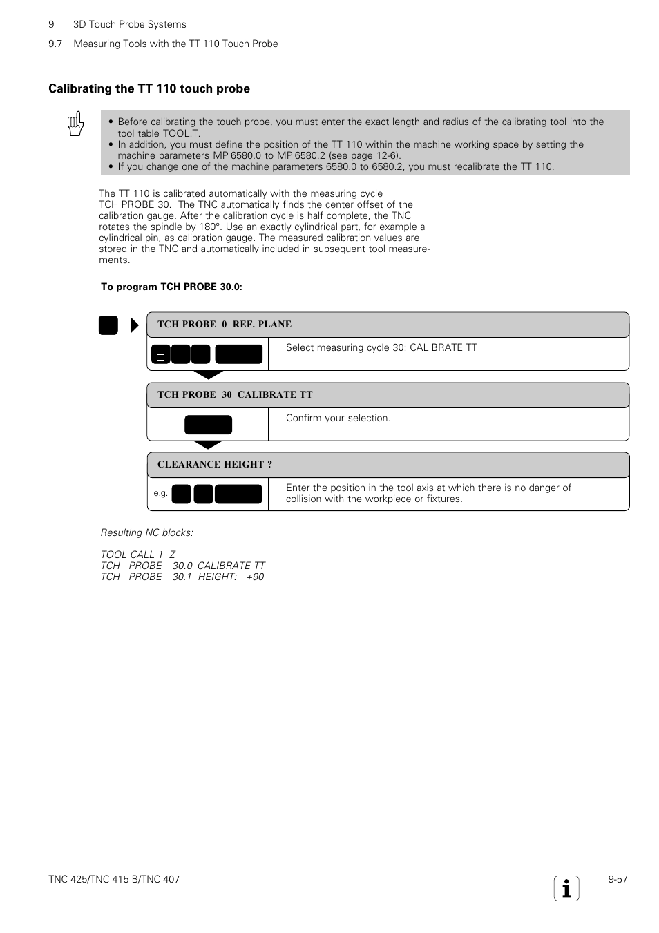 Tch probe 30.0 tt calibrate | HEIDENHAIN TNC 407 (280 580) User Manual User Manual | Page 324 / 376