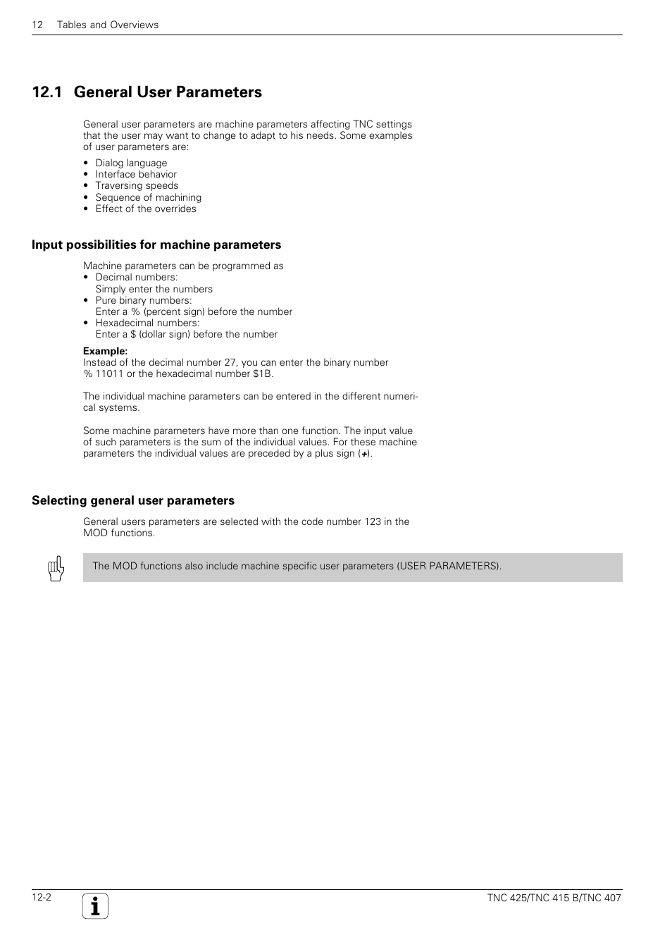 1 general user parameters | HEIDENHAIN TNC 407 (280 580) User Manual User Manual | Page 346 / 376