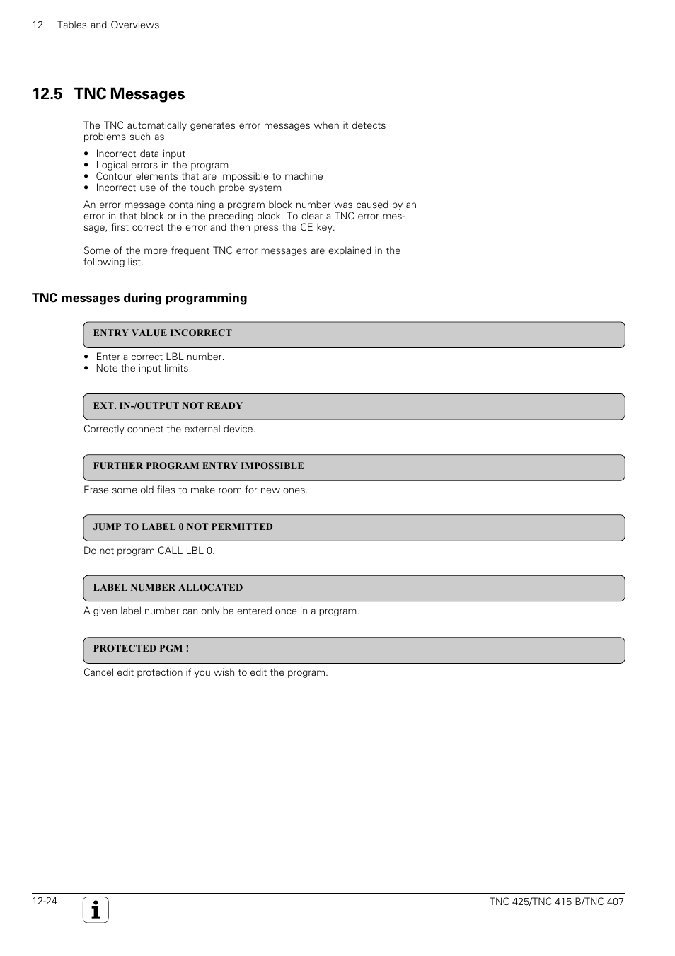5 tnc messages | HEIDENHAIN TNC 407 (280 580) User Manual User Manual | Page 368 / 376