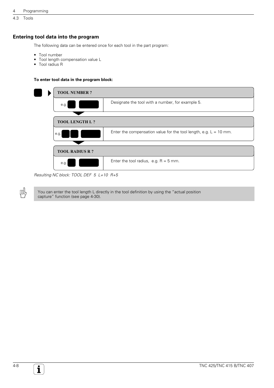 Tool, Entering tool data into the program | HEIDENHAIN TNC 407 (280 580) User Manual User Manual | Page 67 / 376
